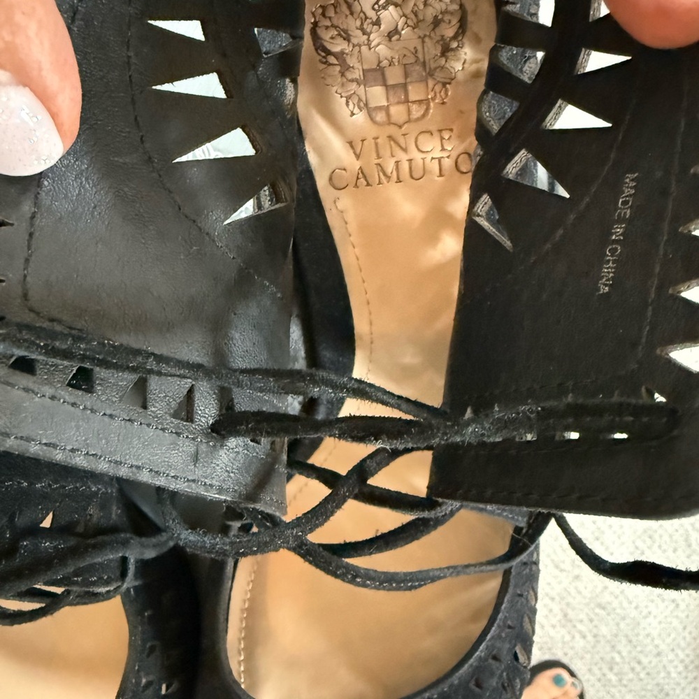 Vince Camuto Black Lace-Up Heels - Picture 3 of 4